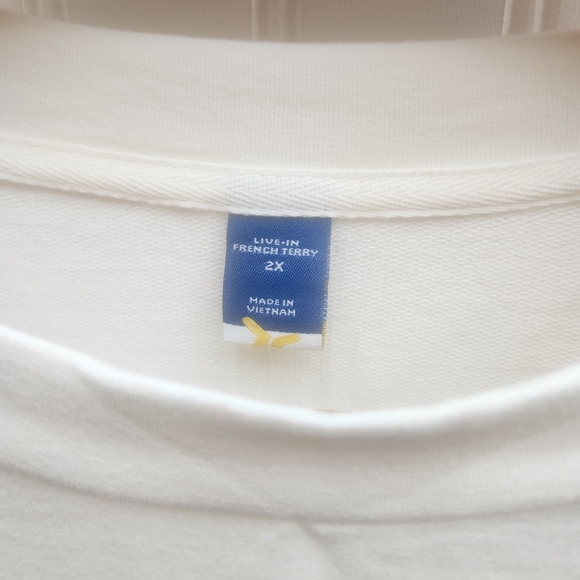 Old Navy Live In French Terry Cream Crewneck Soft Sweatshirt With Side Slits 2X - Picture 4 of 8